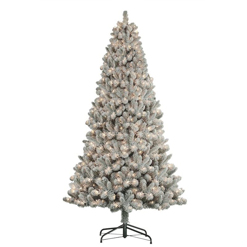Puleo International 6 ft. Pre-lit Flocked Virginia Pine Tree