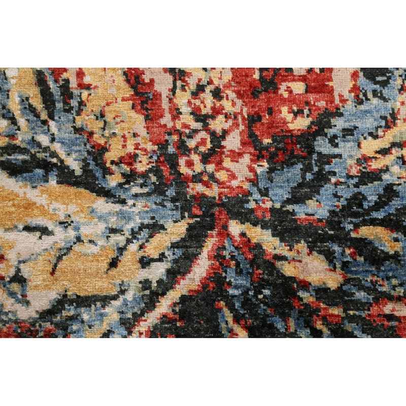 Wool/ Silk Vegetable Dye Abstract Modern Area Rug Hand-knotted Carpet - 6'7" x 9'8"