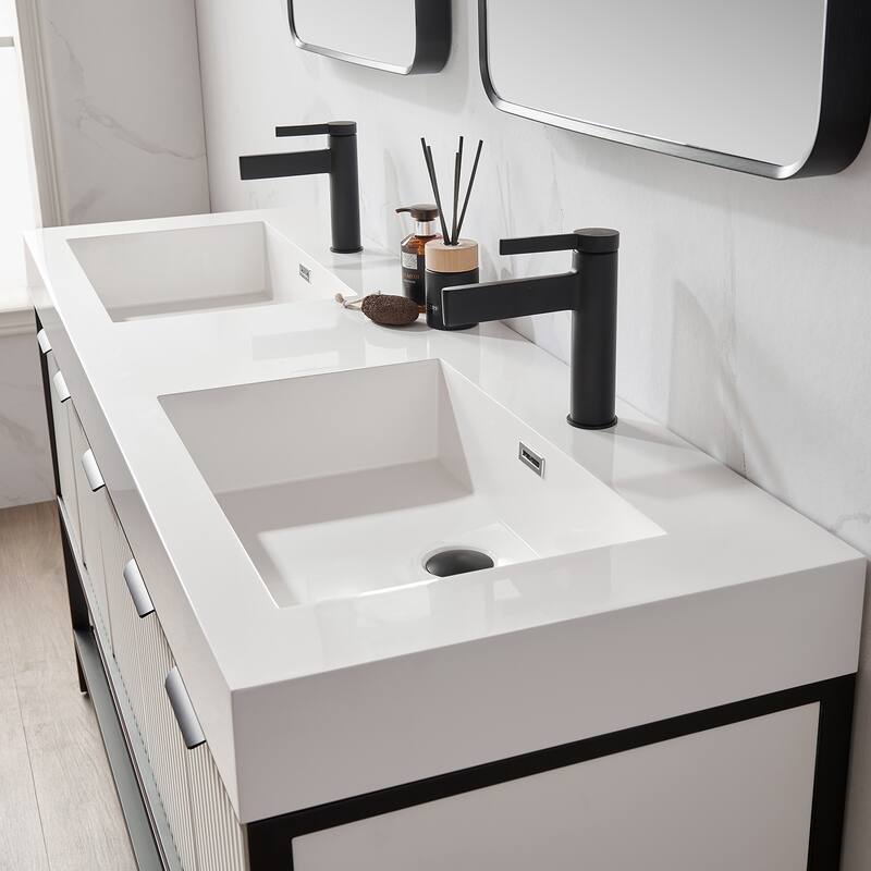 Marcilla 60 in. Double Sink Bath Vanity with Stone Sink Top