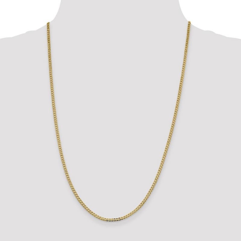 Curata 14k 2.3mm Beveled Curb Chain Bracelet 8 Inch Jewelry Gifts for Women
