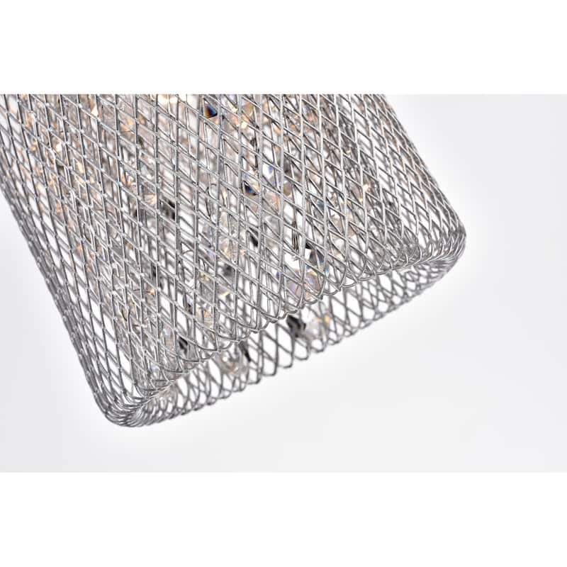 Emili Silver 3-Light Metal Bell Shades Linear Pendant Light with Clear Crystals Design