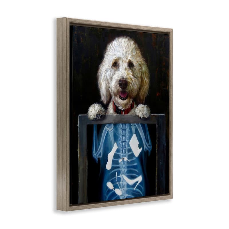 Stupell Funny Dog X-Ray Snacks Framed Floater Canvas Wall Art by Lucia Heffernan