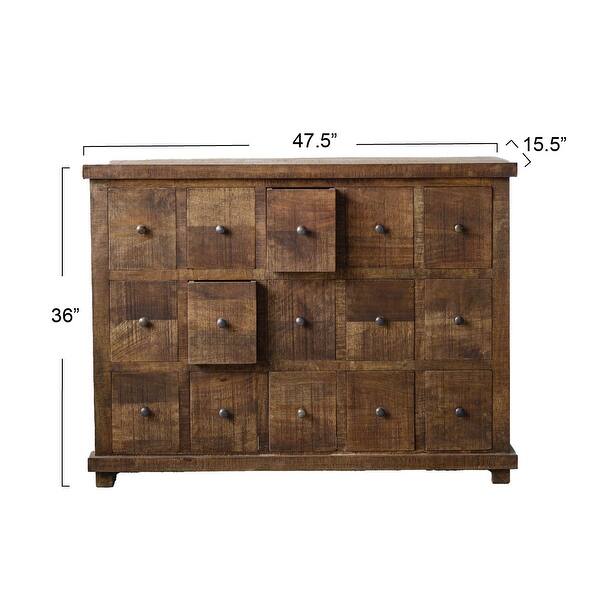 Medium Brown Solid Mango Wood Finish Sideboard With 6 Easy Sliding Drawers