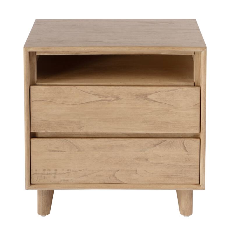 Halmstad 24 in. W Wood Panel 2 Drawer Nightstand with Soft-Closing Drawers