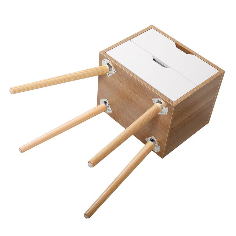 Set of 2 Wooden Nightstands with Drawers and Splayed Legs