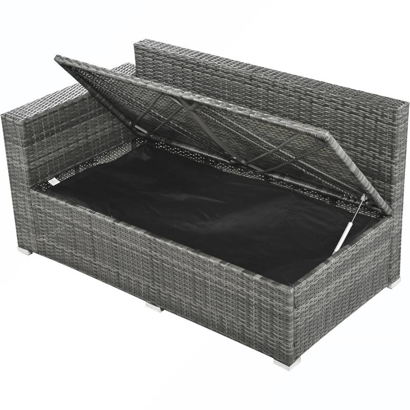 6PCS PE Rattan Sofa Set With Storage Box