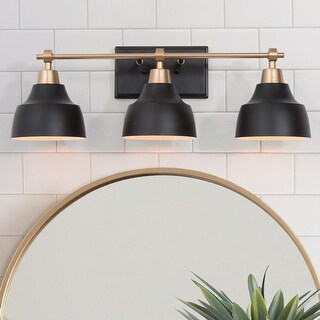 Modern Black Gold 3-Light Dimmable Bathroom Vanity Lights Wall Sconces - L24.5"x W 7"x H 8"