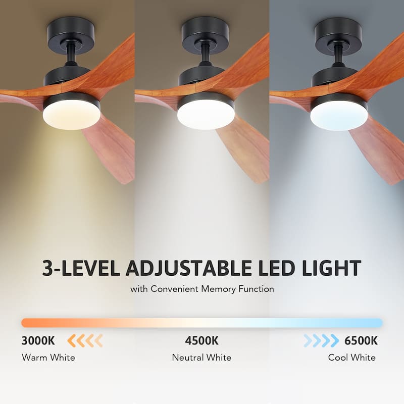 CO-Z 52" 3 Blade Modern LED Ceiling Fan with Light and Remote Control
