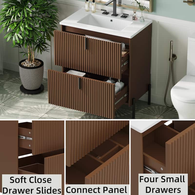 Freestanding Bathroom Vanity with Ceramic Sink