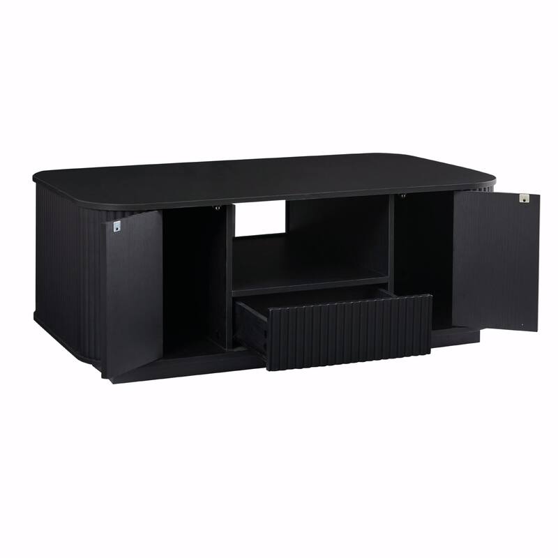 46.5" Modern Luxury Oval Coffee Table with Drawers and Storage Compartments