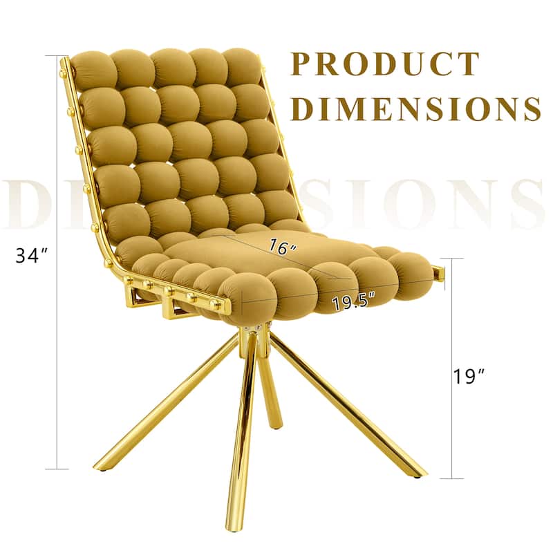 Set of 2, Velvet Dining Chairs with Metal Legs, Modern Tufted Accent Chairs for Dining Room & Kitchen