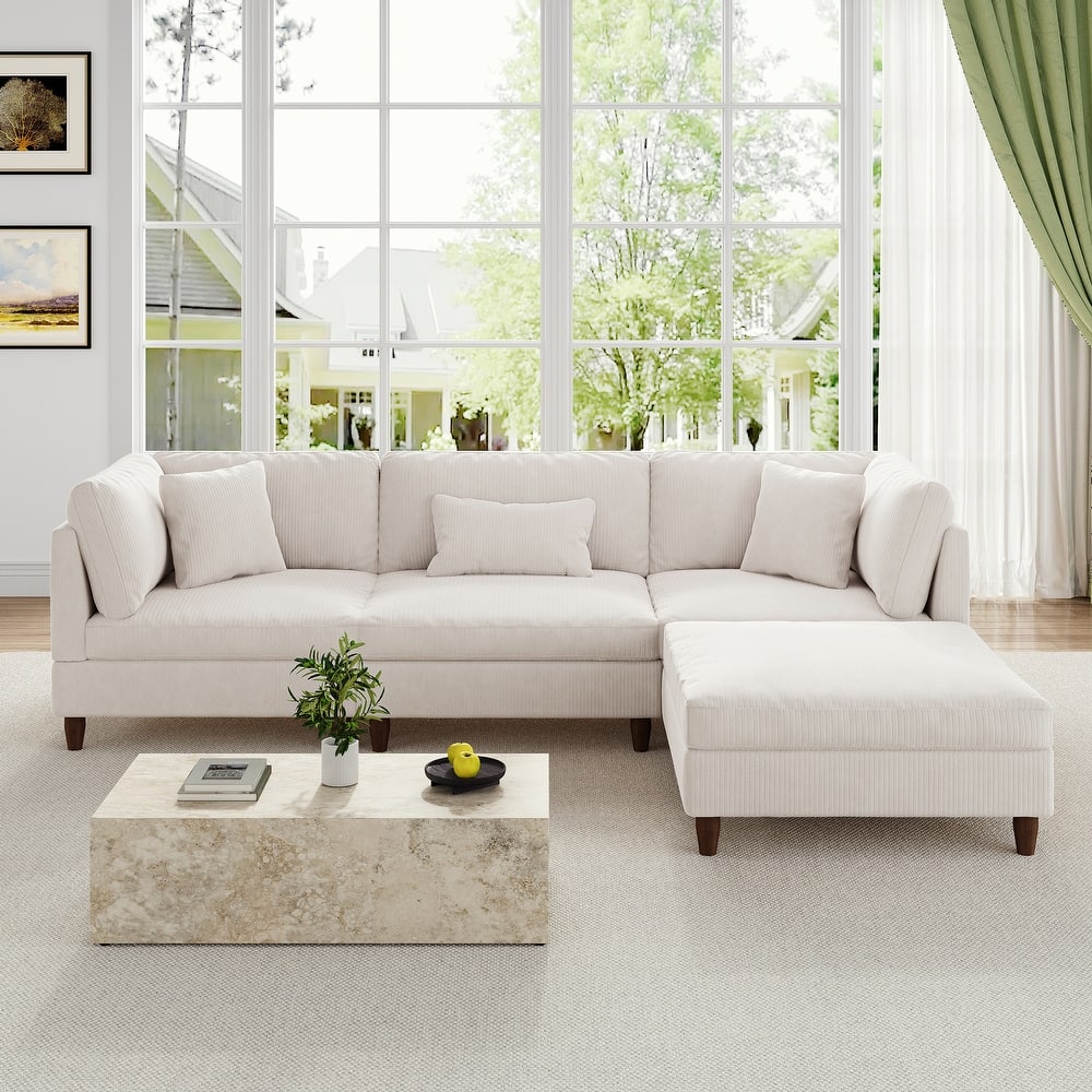 Modular Sectional Sofa Couch with Ottoman for Living Room Set - 112" W