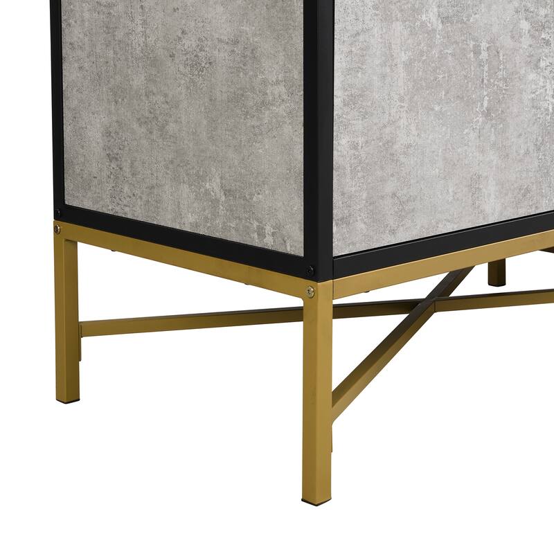 Modern Four-Door Sideboard with Metal Frame and Cross-Leg Base, Ideal for Living Room or Study