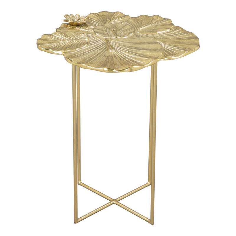 HomeRoots 21" Gold Aluminum And Iron Cross Legs End Table - 17' X '21.3' X '17