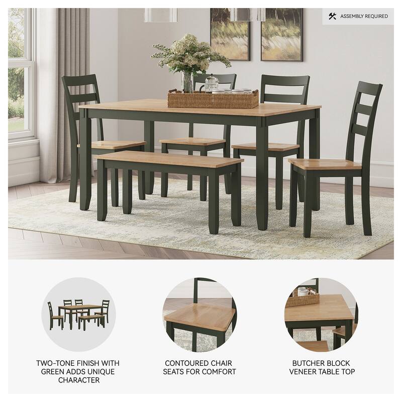 Signature Design by Ashley Gesthaven Dining Table with 4 Chairs and Bench (Set of 6)