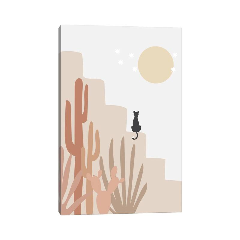 iCanvas "Cactus And Cat" by Nikki Canvas Print