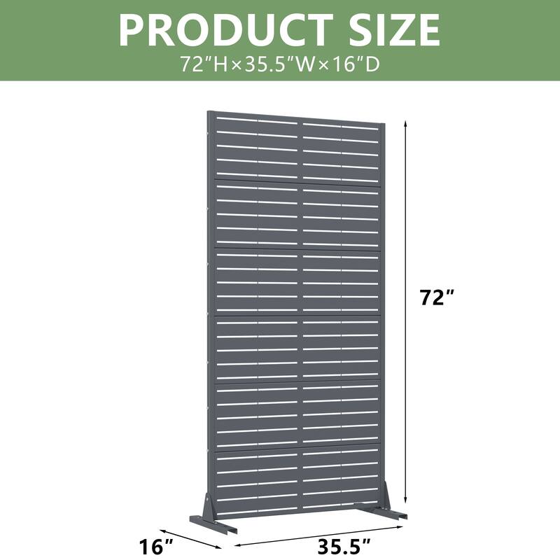 72in Dovelina Outdoor Freestanding Metal Privacy Screen Decorative Garden Fence