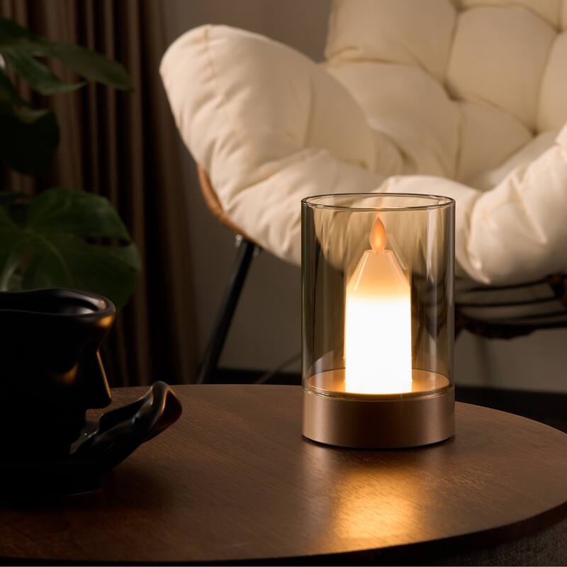Candle Sensor Control Table Lamp Bedside Night Light - 5" H - Clear