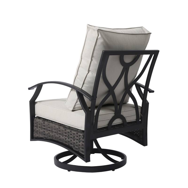 3 Piece Patio 25" W Swivel Chair Seating Group with Cushions