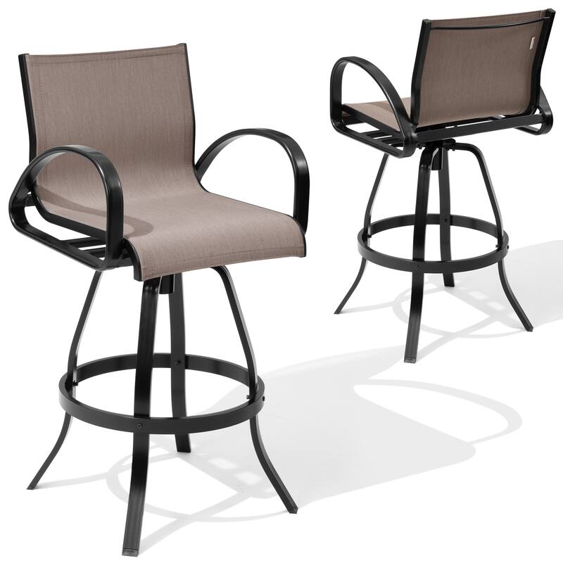 Crestlive Products Outdoor Patio All-weather Aluminum Swivel Bar Stools Sunbrella