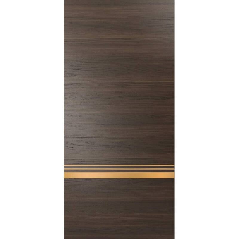 Slab Barn Door Panel 18x80 Planum 2010 Chocolate Ash with Sturdy Finished - Grey - 36" x 84"