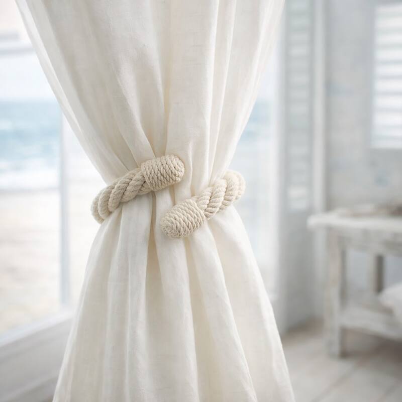 Elegant Rope Curtain Tie Backs Decorative Holdbacks - 1 Tieback - Ecru