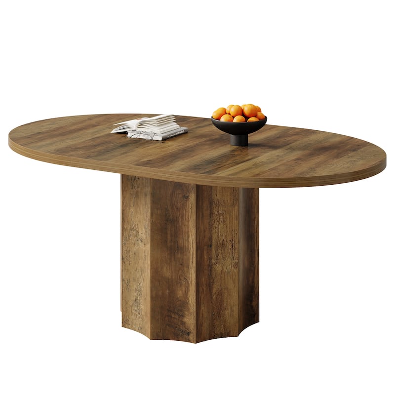 Farmhouse Dining Table, Oval Kitchen Table for Living/Dinner Room