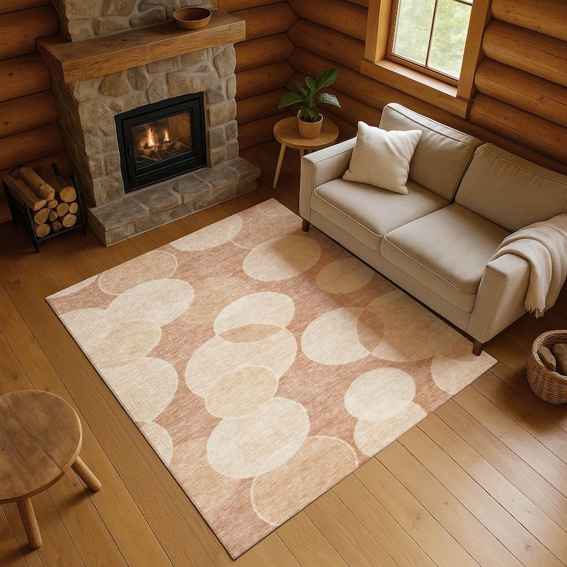 Premium Washable Super Soft Contemporary Bubbles Mayfield Rug - Coral - 5' x 7'6"