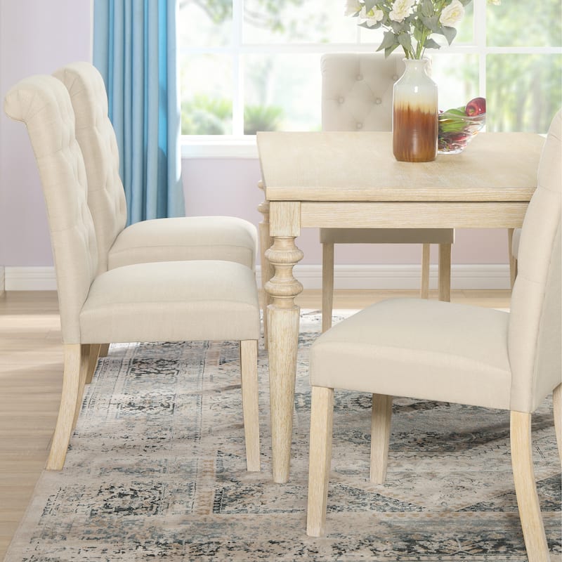 Amonia Urban Style Wired White Finish Wood Turned-Leg Dining Table