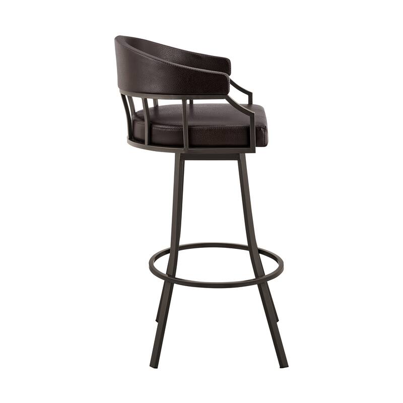 Faux Leather Swivel Bar Chair with Iron Frame and Footrest