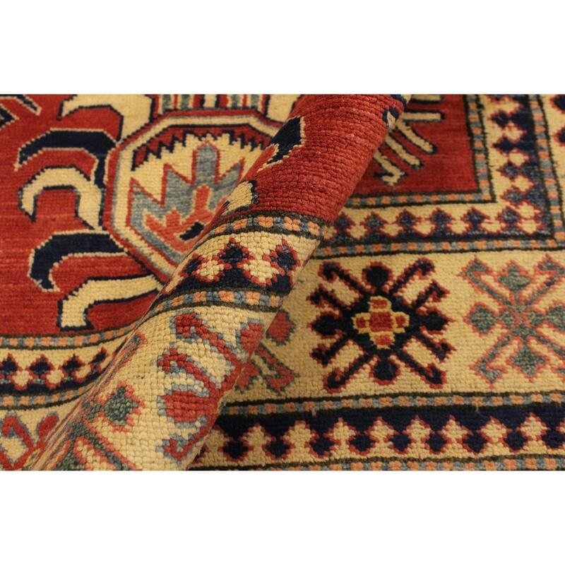 Southwestern Super Kazak Koa Rust/Beige Hand Knotted Wool Rug - 4'0'' x 6'2''