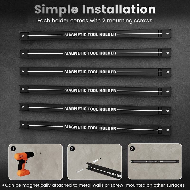 Gymax 18'' Magnetic Tool Holder Strip w/ Mounting Screws Space-Saving