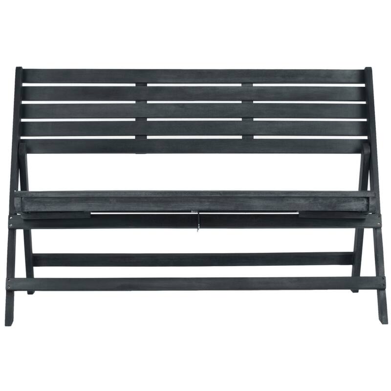 SAFAVIEH Outdoor Sherilyn Ash Grey Folding Bench - 48Wx24Dx32H