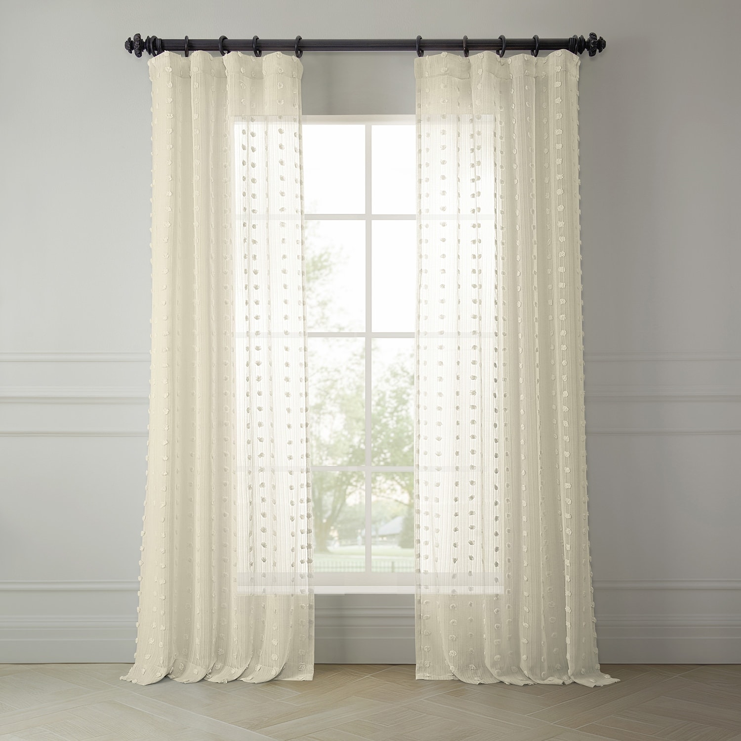 Exclusive Fabrics Strasbourg Dot Patterned Faux Linen Sheer