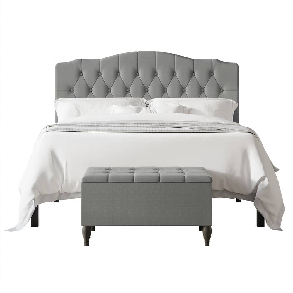 CraftPorch 2 Piece Bedroom Bench Set Transitional Button Tufted Bed