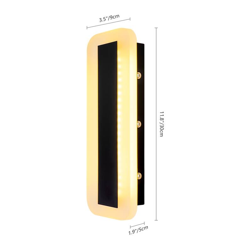 Modern Black Linear Rectangular Strip Exterior Sconce Integrated LED Waterproof IP65 Outdoor Wall Light