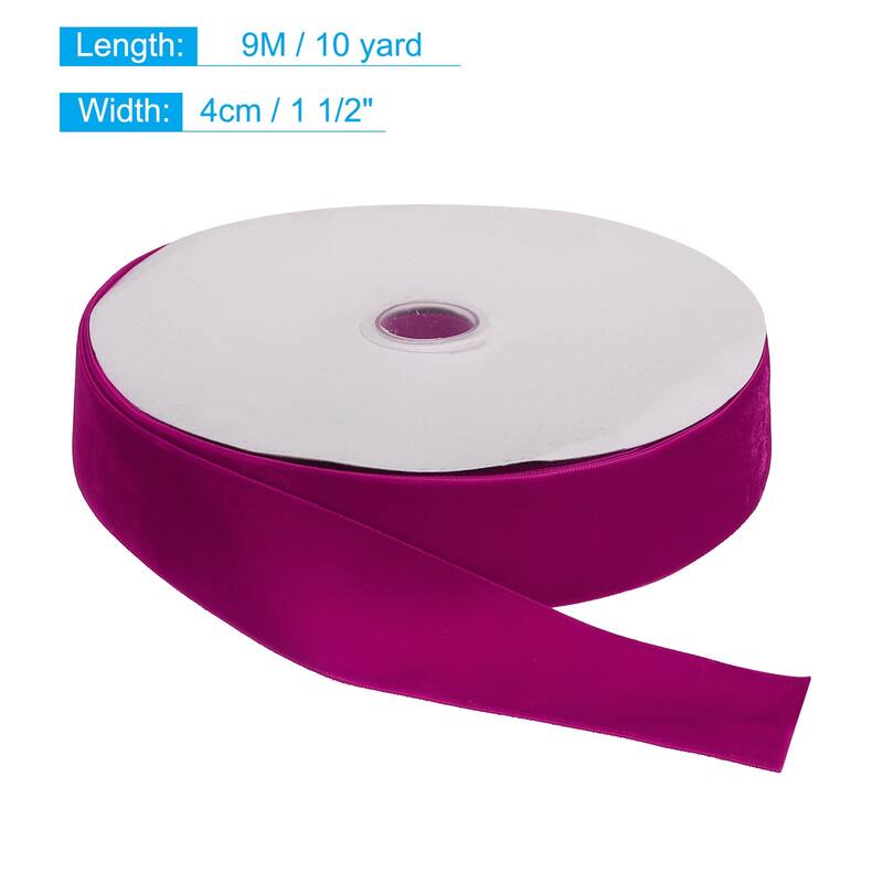 Velvet Ribbon 1 1/2 Inch Single Face Spool Silky for DIY Crafts - Rose Red - 10 Yard