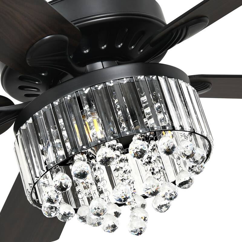 Moasis 52'' Crystal Chandelier Ceiling Fan Light with Remote