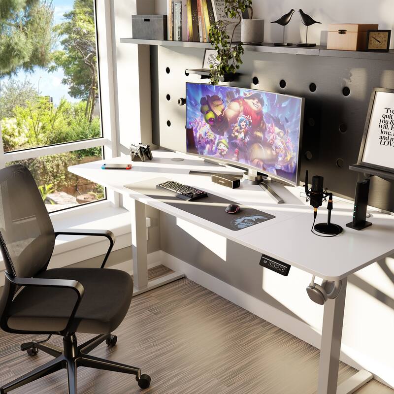Futzca Height Adjustable Electric Standing Desk Sit Stand Computer Stand up Desk with Splice Board