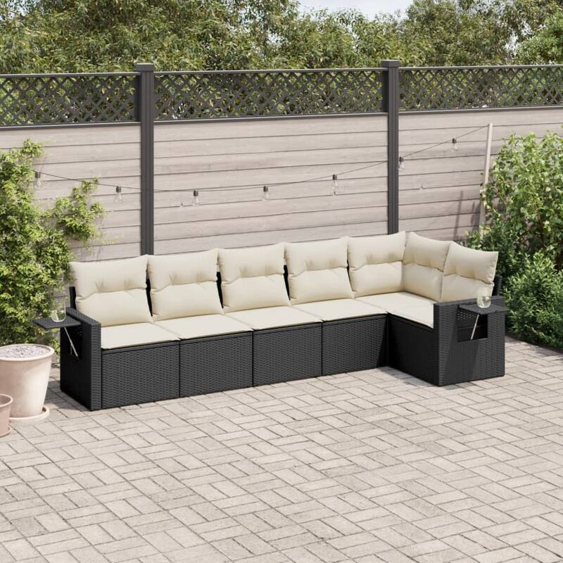vidaXL Garden Sofa Set Black - Black and cream Large Without table