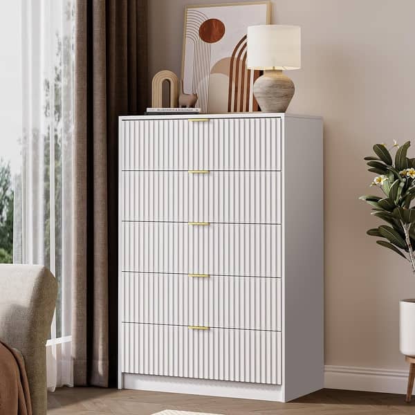 Drawer Tall Dresser with Gold Handles 32 Inch Wide Chest for Bedroom Living  Room Office Entryway - Bed Bath & Beyond - 42931863