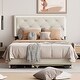 preview thumbnail 30 of 50, Button-Tufted Wingback Bed Velvet Frame Storage Platform Bed with 2 Drawers, Trundle Bed and Smart LED Light Bed Frame