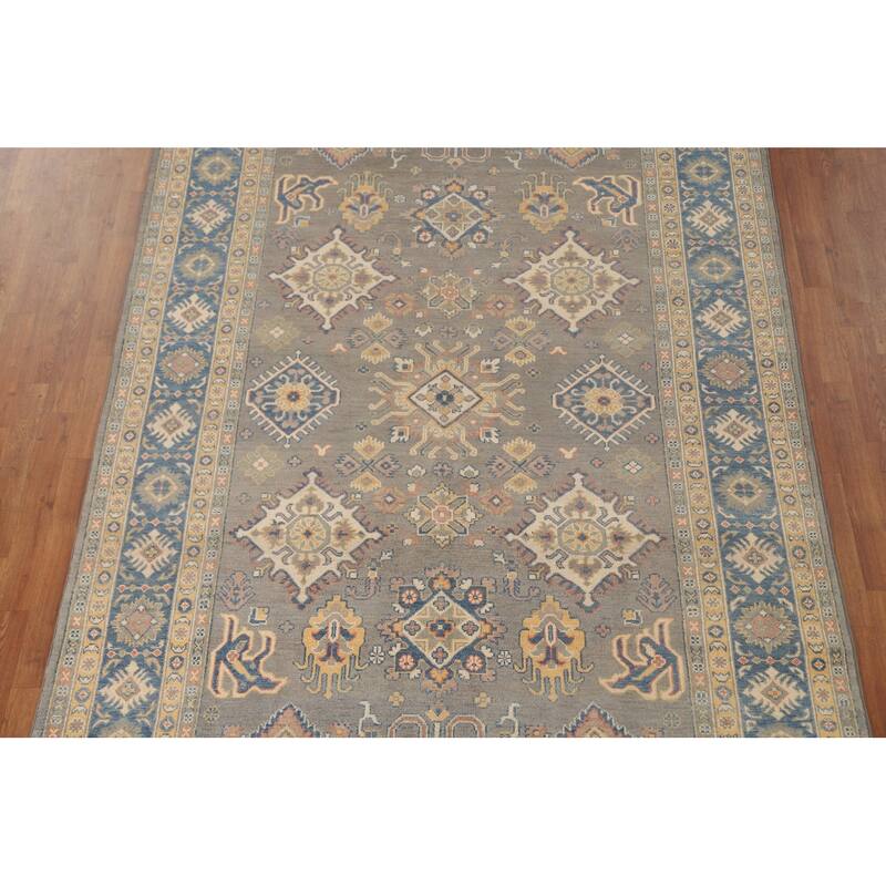 Gray Kazak Area Rug Hand-Knotted Wool Carpet - 6'5" x 9'9"