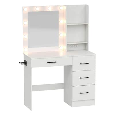 Costway Makeup Vanity Desk with Mirror and Lights Charging Station - 1 PCS