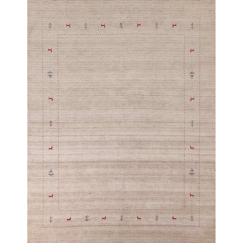 Striped Gabbeh Indian Area Rug Handmade Wool Carpet - 7'10"x 9'9"