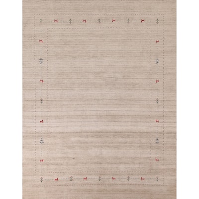 Striped Gabbeh Indian Area Rug Handmade Wool Carpet - 7'10"x 9'9"