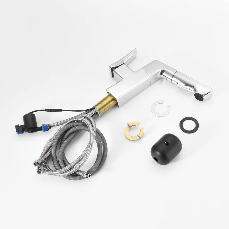 Smart LED Bathroom Faucet Chrome - Temperature Digital Display, Pull Down Sprayer for RV and Home Sinks