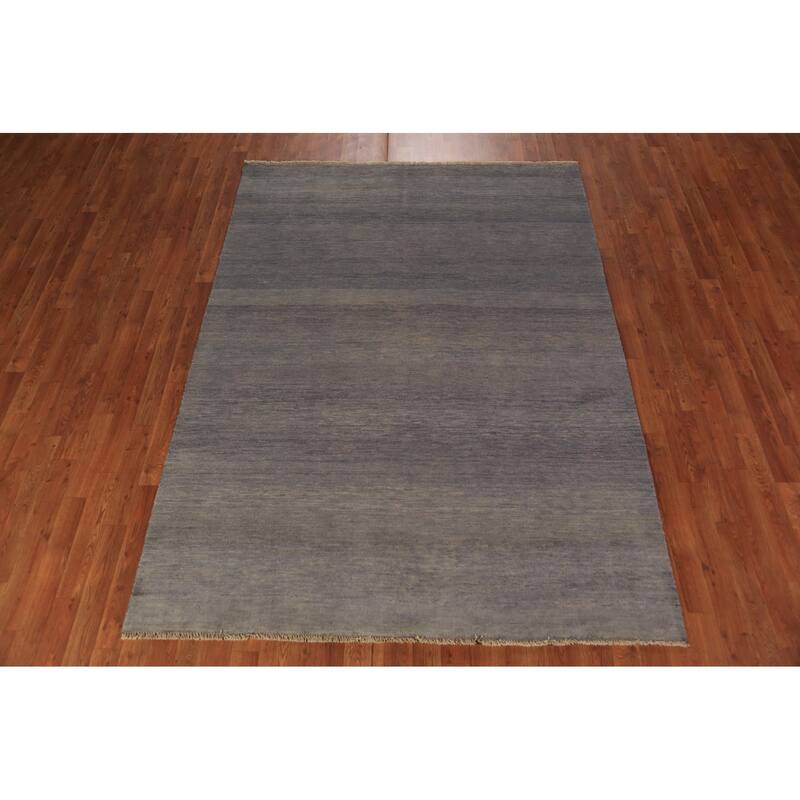 Grays & Blues Gabbeh Modern Area Rug Handmade Wool Carpet - 5'8" x 7'8"