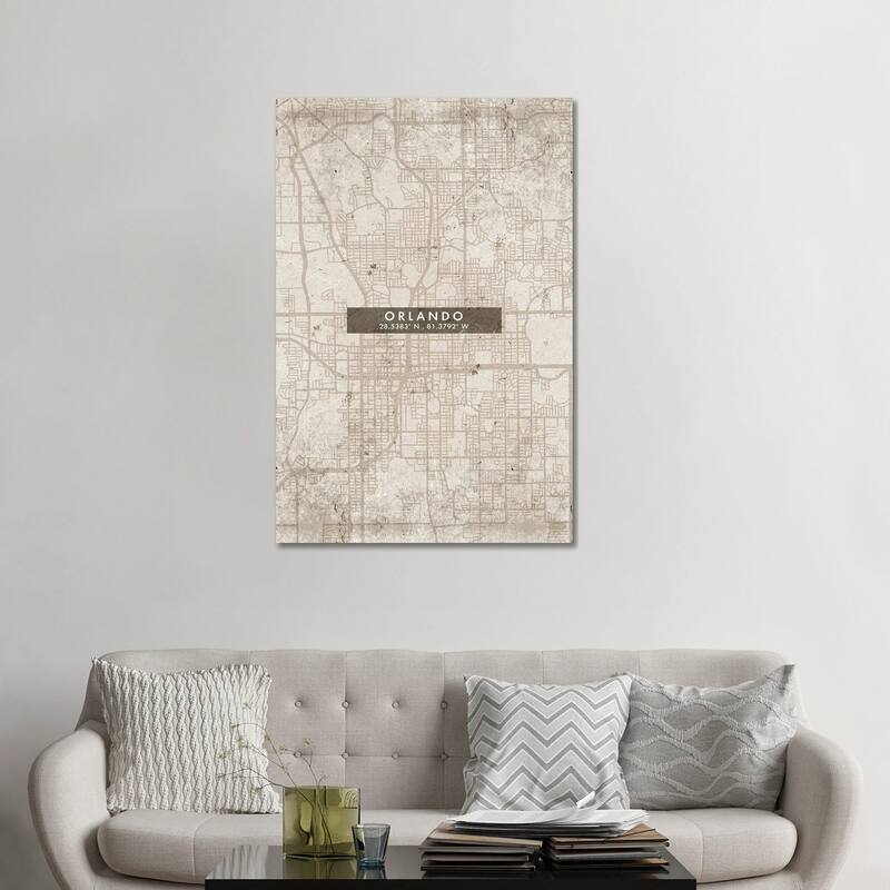 iCanvas "Orlando City Map Abstract Style" by WallDecorAddict Canvas Print - 48x32x1.5