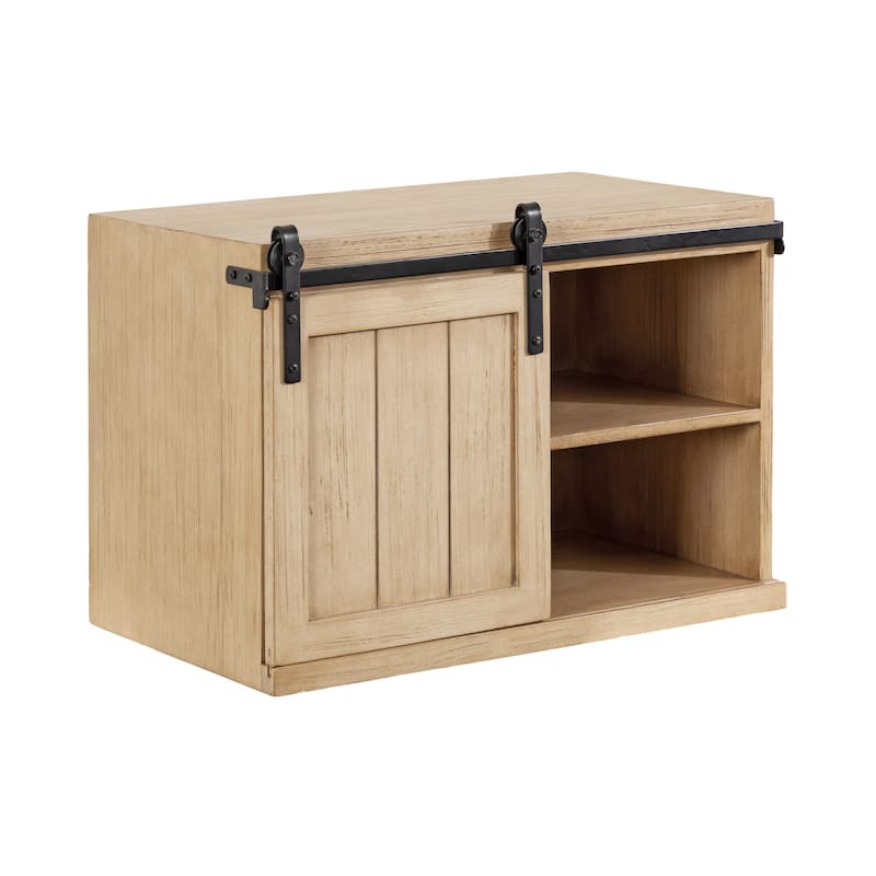 Kate and Laurel Cates Wood Floating Side Table with Cabinet - 20x12x15 - Natural